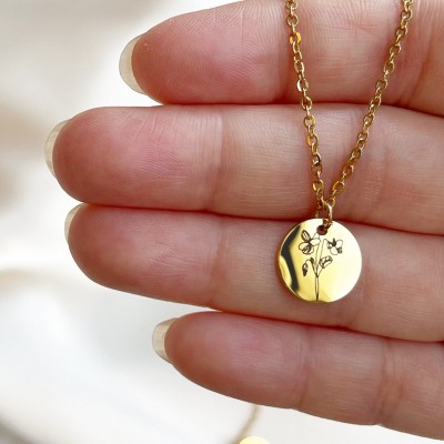 Cadeau personnalisé de collier de fleur de mois de naissance pour la maman