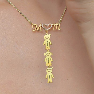 Collier personnalisé en forme de coeur de maman avec 1 à 10 pendentifs pour enfants, cadeau pour maman