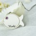 Fish Birthstone Necklace Engraved Name