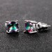 Square Rainbow CZ Earrings